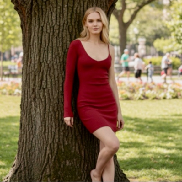 Susana Monaco Dresses & Skirts - Susana Monaco Red One Sleeve Bodycon Dress